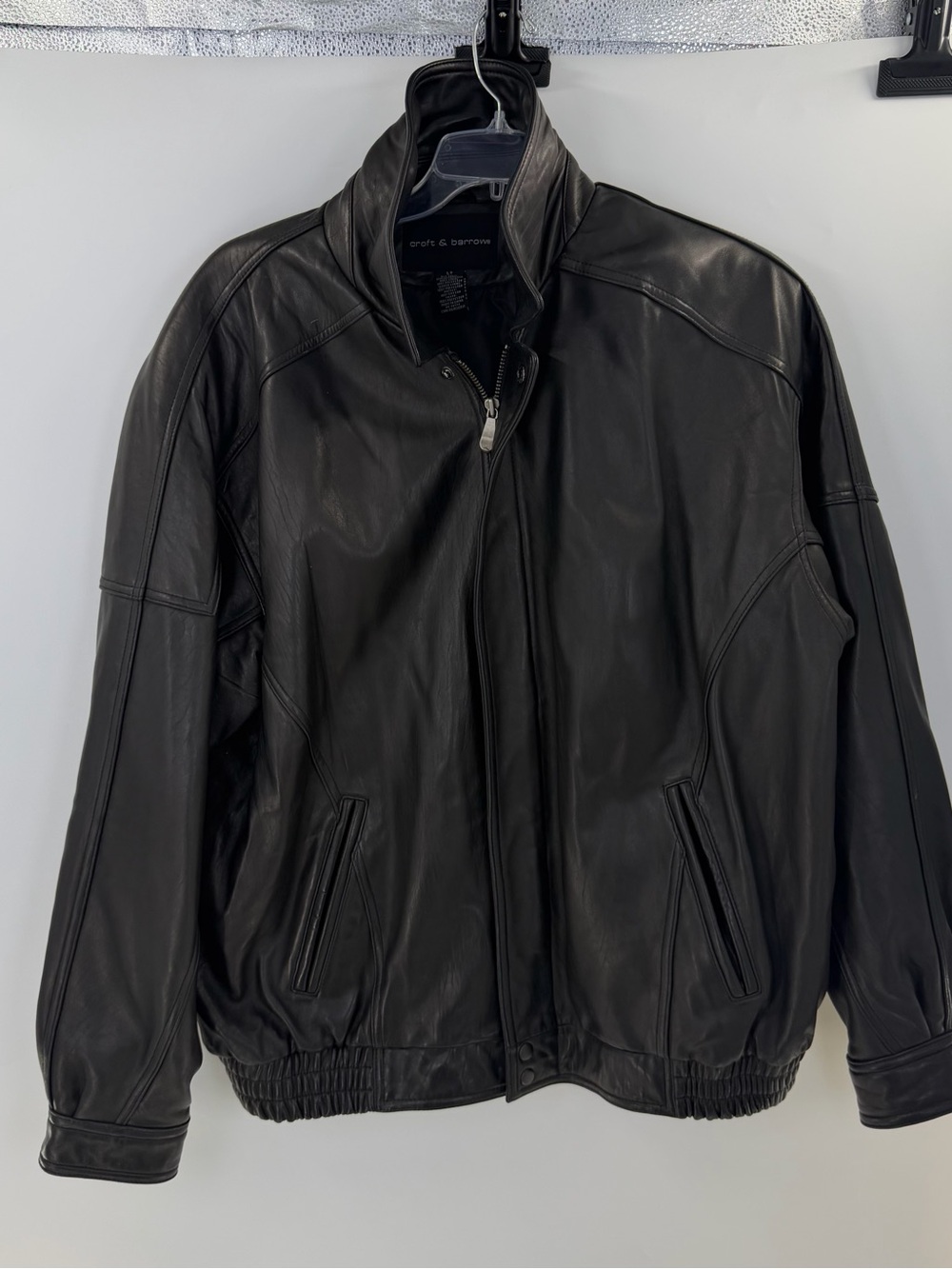 Croft & Barrow Genuine Lambskin Leather Bomber Jacket LT